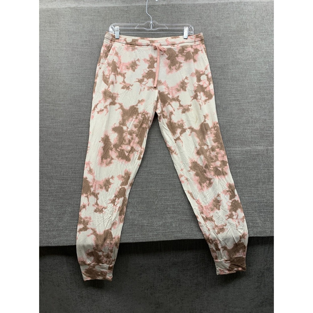 Alfani Intimates Sleep Jogger Lounge Pants Women Medium Beige Tie Dye Drawstring
